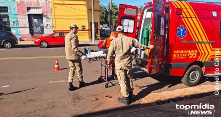 A v&iacute;tima foi socorrida logo ap&oacute;s o acidente 