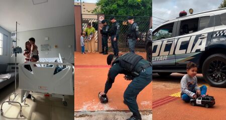 A crian&ccedil;a passeou de viatura e at&eacute; ganhou um carrinho de presente