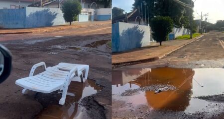 &Eacute; poss&iacute;vel ver que o trecho est&aacute; tomado por crateras de diferentes tamanhos