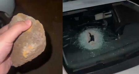 Ve&iacute;culo foi destru&iacute;do com a pedrada