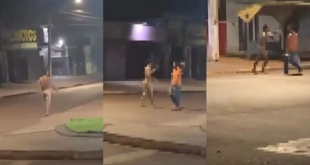 O suspeito foi contido por policiais com a ajuda de testemunhas 