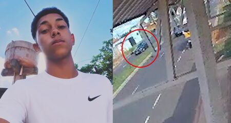 Sidnei Felippe da Silva Santos foi arremessado cerca de 100 metros com o impacto da batida