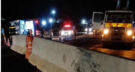 Trecho entre Bandeirantes e Jaraguari est&aacute; em obras, pr&oacute;ximo ao ped&aacute;gio