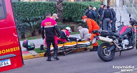 V&iacute;tima estava em uma motocicleta e foi socorrida pelo Corpo de Bombeiros