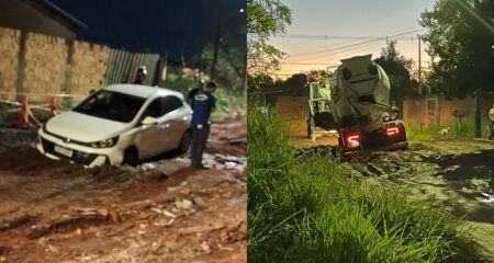 Além da lama e dos atoleiros, os moradores também reclamam da falta de iluminação e do mato alto em terrenos abandonados