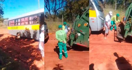 Ve&iacute;culo ficou atolado a uma quadra da BR-163