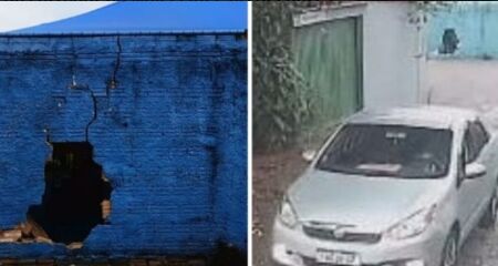 A pessoa que conduzia o ve&iacute;culo bateu no muro da Emei enquanto tentava dar r&eacute; com o carro