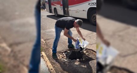 Buraco foi tapado com dinheiro próprio
