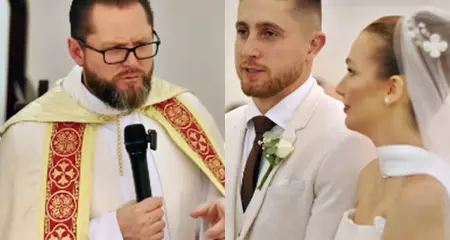 Celebração de um casamento em SC viralizou com o bom humor do padre André Schmitz, que divertiu os noivos e convidados na cerimônia
