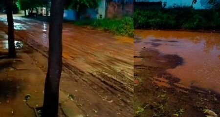 Morador afirma que a frente da sua casa agora está 'parecendo um rio'