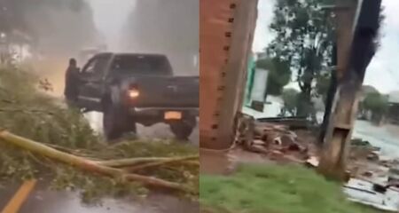 A tempestade destelhou casas, derrubou &aacute;rvores e causou diversos danos na cidade