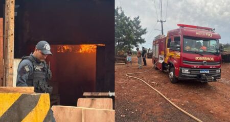 O fogo foi controlado pelas equipes do Corpo de Bombeiros