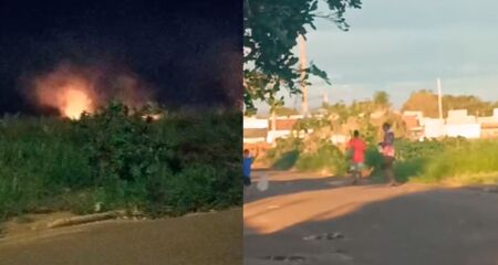Com a falta de limpeza, moradores do bairro usam o ponto para descarte irregular de lixo e ateiam fogo para controlar o crescimento do mato