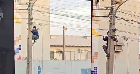 O suspeito fugiu ao perceber que estava sendo filmado