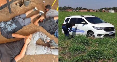 Suspeitos foram localizados horas após vigilante ser rendido e agredido durante invasão ao pátio de secretaria