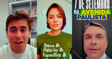 Flávio Bolsonaro, Tarcísio de Freitas, Michelle Bolsonaro e outros políticos de direita divulgaram convocações para o ato de 7 de Setembro