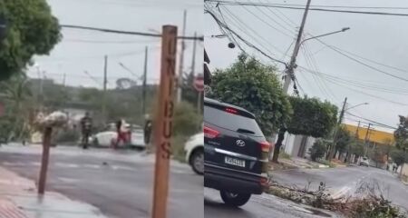 O protesto ocorreu nas proximidades da Rua Felipe Camarão e da Avenida Três Barras