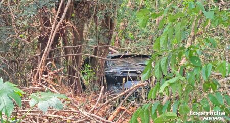 Condutor de um HR-V deixou o local após a batida e acabou entrando em uma área de mata