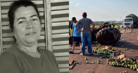 Rosângela Martins estava no trator com um homem, que ficou ferido e foi levado ao hospital em Dois Irmãos do Buriti