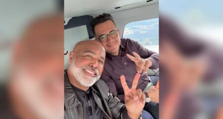 Rick Sollo e Bruno Avelar antes da queda de helicóptero em Santa Catarina