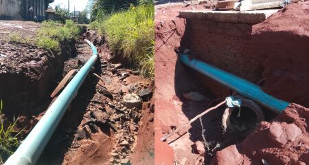 Cratera acumula &aacute;gua em dias de chuva e vizinhan&ccedil;a cobra manuten&ccedil;&atilde;o da prefeitura