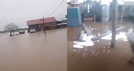 Morador registrou vídeo do quintal e varanda completamnete cobertos de água