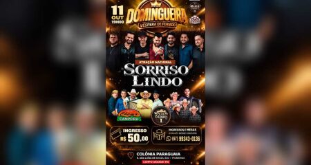 Entre os destaques da programação está o Grupo Sorriso Lindo, diretamente do Sul, que chega a Campo Grande para uma apresentação especial