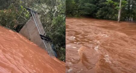 Com a cheia do rio, as correntes ganharam força e arrastaram a estrutura usada para pesca e lazer