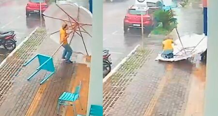 Rajada derrubou trabalhador durante temporal no centro da cidade
