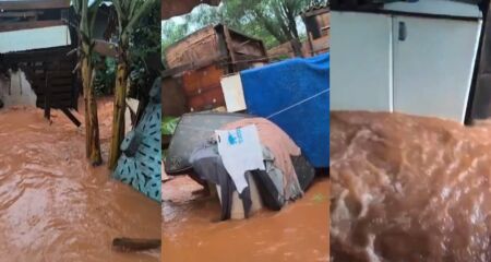 Moradora da Comunidade Esperança vive no barraco mesmo sem ter para onde ir e precisa de colchão, cobertas e roupas