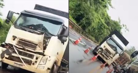 O veículo estava com a frente parcialmente destruída