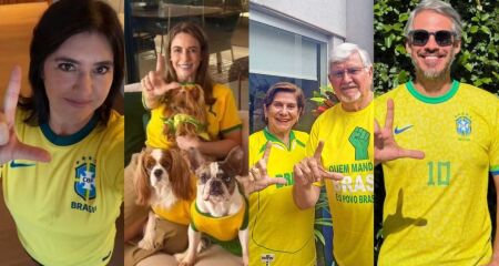 Mobilização convocada por André Janones tomou as redes sociais neste sábado; senadora sul-mato-grossense publicou foto com os cachorros usando as cores do Brasil