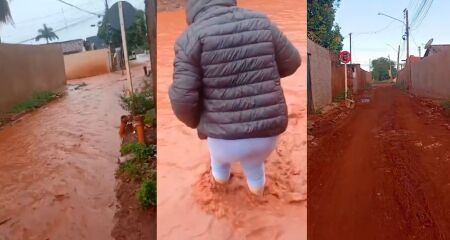 Moradores da Travessa Baturit&eacute;, no Jardim Aero Rancho, est&atilde;o h&aacute; mais de oito meses sem pavimenta&ccedil;&atilde;o; desn&iacute;veis dificultam acesso &agrave;s casas e chuva transforma via em lama&ccedil;al
