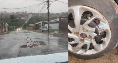 Morador relata que esposa sofreu o dano na Rua Jorge Budib e cobra melhorias na via, em Campo Grande