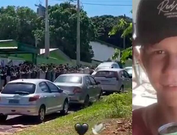 Cortejo passou em frente à Escola José Serafim Ribeiro, em Jaraguari, onde o garoto estudava; veja o vídeo