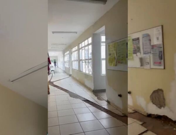 Corredores escuros, piso com buracos e ventilação comprometida colocam pacientes e funcionários em exaustão