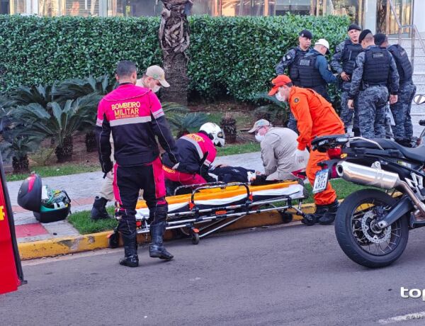 V&iacute;tima estava em uma motocicleta e foi socorrida pelo Corpo de Bombeiros
