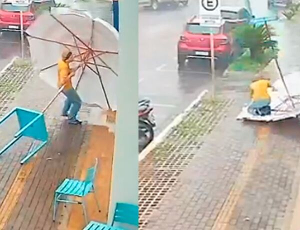 Rajada derrubou trabalhador durante temporal no centro da cidade