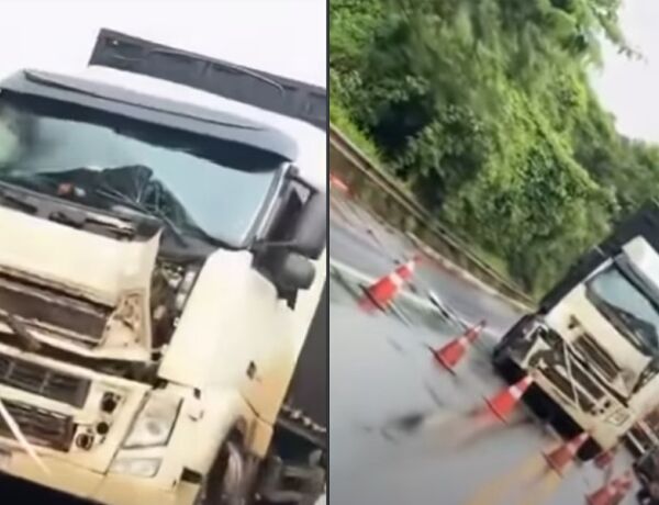 O ve&iacute;culo estava com a frente parcialmente destru&iacute;da