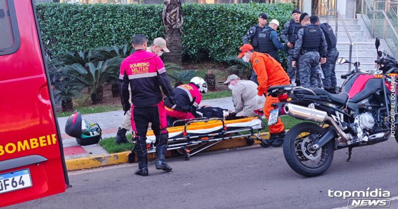 V&iacute;tima estava em uma motocicleta e foi socorrida pelo Corpo de Bombeiros