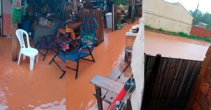 Sem asfalto e boca de lobo, &aacute;gua volta para casas dos moradores h&aacute; anos no mesmo local