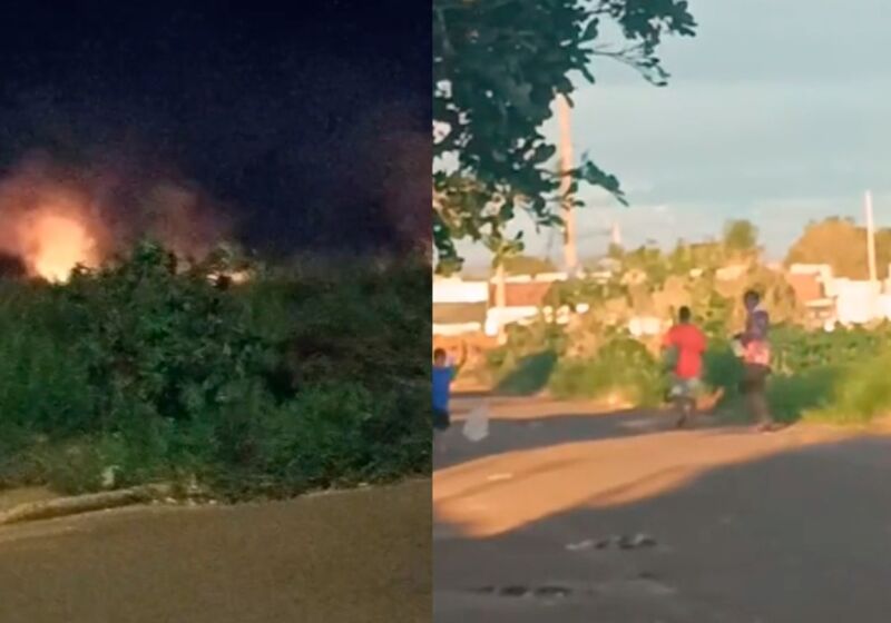 Com a falta de limpeza, moradores do bairro usam o ponto para descarte irregular de lixo e ateiam fogo para controlar o crescimento do mato 
