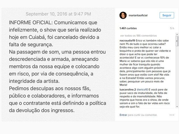 Maria Rita cancela show em Cuiabá após receber ameaças