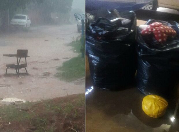 Chuva inunda moradias no Canguru e encharca doações para escola e crianças carentes