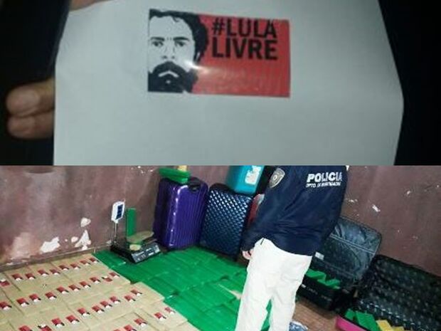 Polícia paraguaia apreende 135kg de maconha em tabletes com texto #LULALIVRE