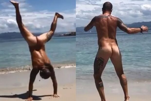 Paulinho Vilhena publica vídeo 'dando estrela' peladão em praia da Espanha