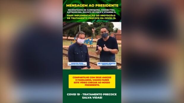 VÍDEO: prefeito se junta a médico e faz apelo por remédios “preventivos” contra a covid-19