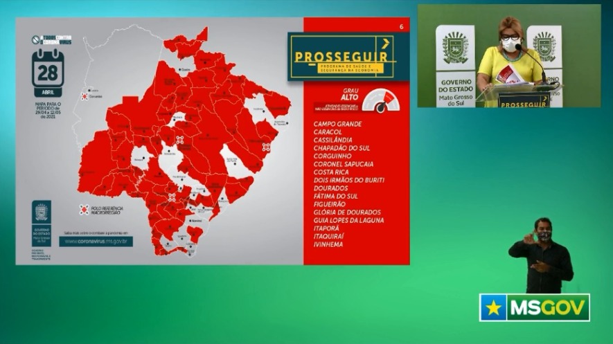 Campo Grande e outros 57 municípios estão no grau vermelho do Prosseguir