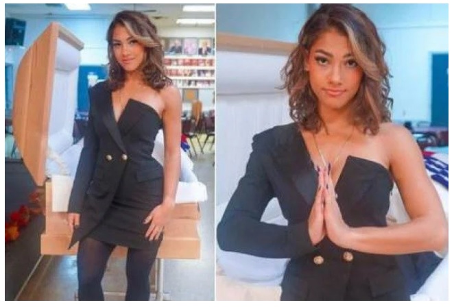 Influencer passou dos limites e sensualizou em frente ao caixão do pai