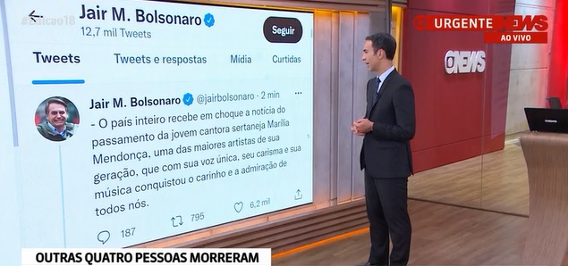 Bolsonaro lamenta perda de Marília Mendonça